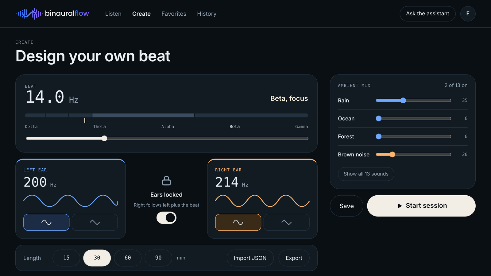 BinauralFlow custom session creator