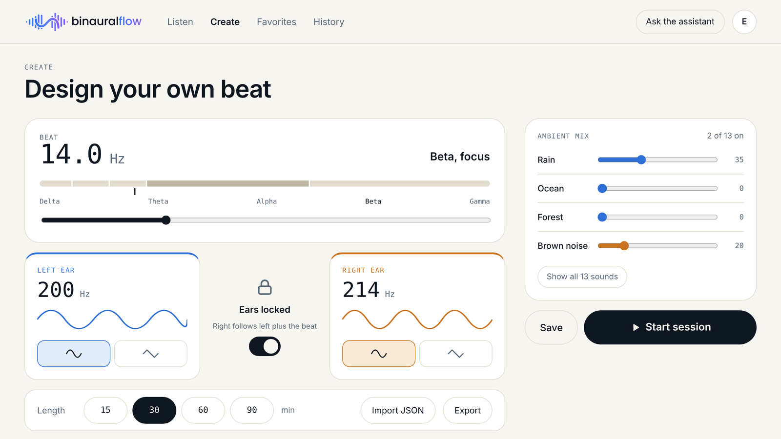 BinauralFlow custom session creator